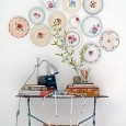 You can add a splash of vintage decor into your design by using groupings of items you may have on hand.  There is at least one member of every family...