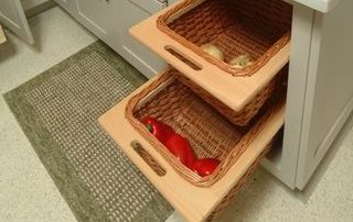 contemporary green shaker kitchen cabinets with custom pull out basket shelf drawers