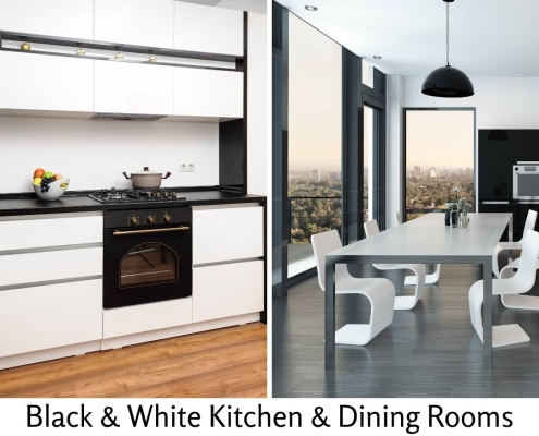 Black And White Kitchen and Dining Rooms