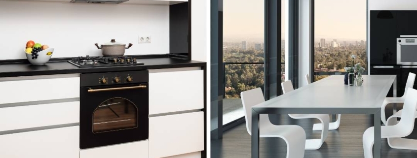 Black And White Kitchen and Dining Rooms