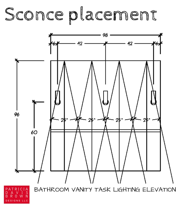 lighting design plan and symbols for sconce placement above finished floor AFF