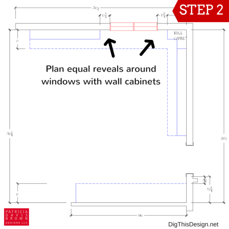 How to layout your kitchen space planning guide. Planning wall cabinets next to door and window openings.