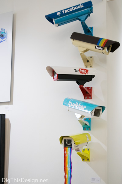 Contemporary art sculpture at Scope of Art Miami 2015 Social Security Cameras by Fidia Falaschetti