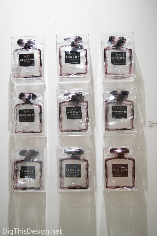 Contemporary Scope of Art Miami 33-Parfume De Revolte by Hayat, inkjet prints on burnt transparent film & plexiglass political art