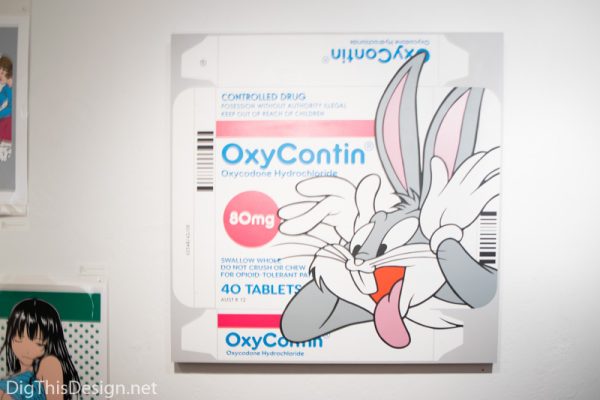 Ben Frost Bugs Bunny OxyContin Down the Rabbit Hole pop art at Aqua Art Miami