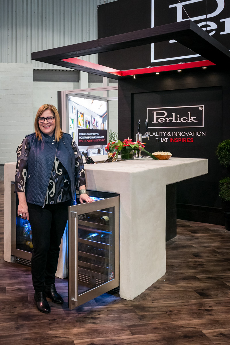 Perlick booth designed by Michele Alfano with Perlick wine and undercounter appliances.