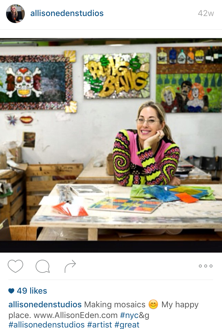 Tile art designer Allison Eden in her Brooklyn studio