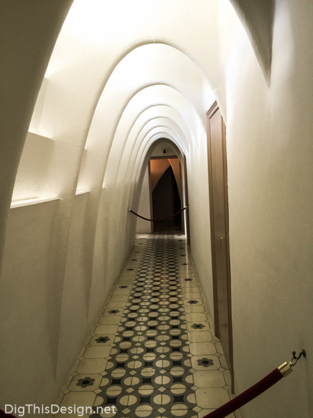 The view down a hallway at Casa Batlló, designed by architect Antoni Gaudi.