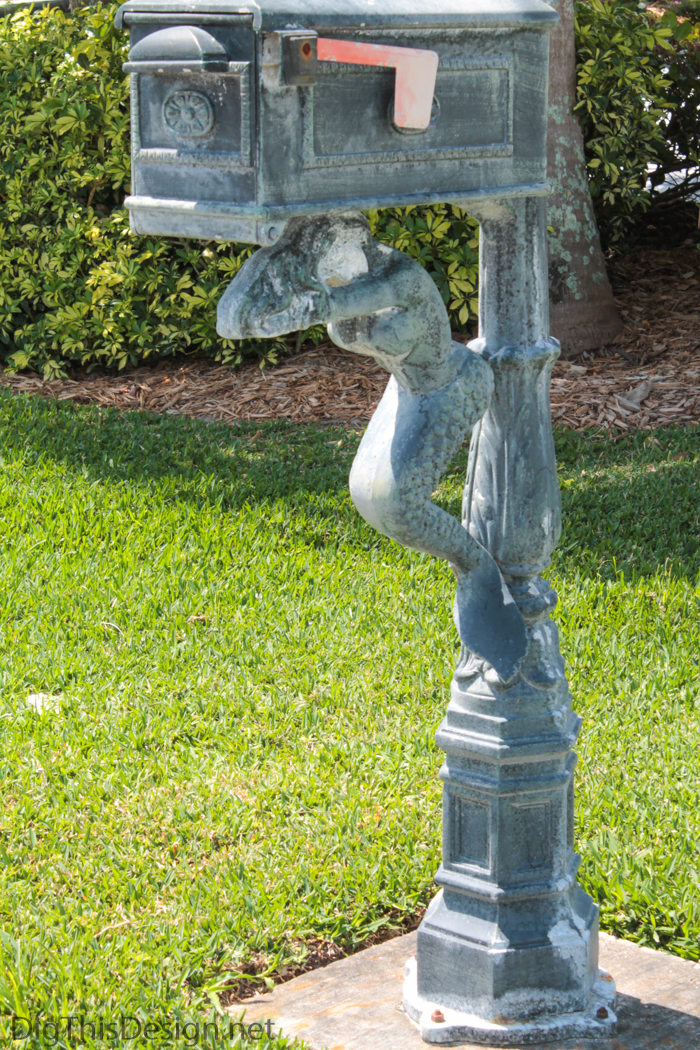 Mermaid mailbox for a coastal home.