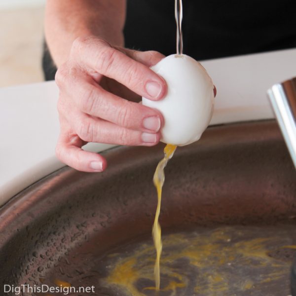 Rinse eggs after removing contents for Easter decorating.
