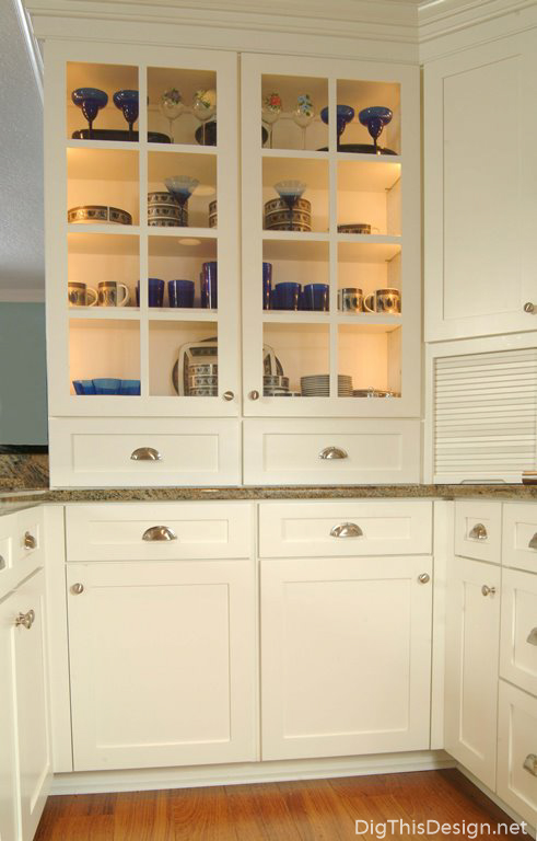 Interior cabinet lighting, designed by Patricia Davis Brown Designs.