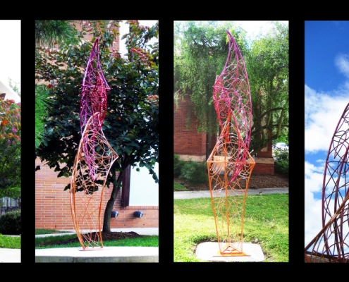 Art: Interwoven, outdoor sculptured using powder coated steel by Aisling Millar