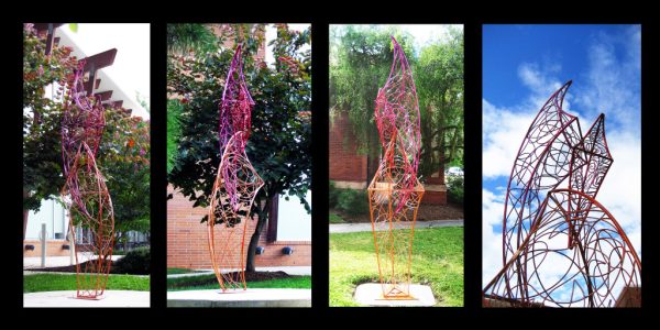 Interwoven, outdoor sculptured using powder coated steel by Aisling Millar