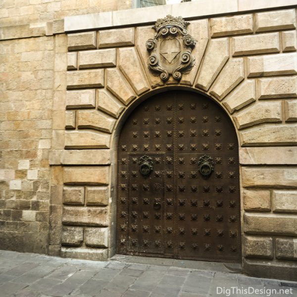 Spanish doorway of wood and iron