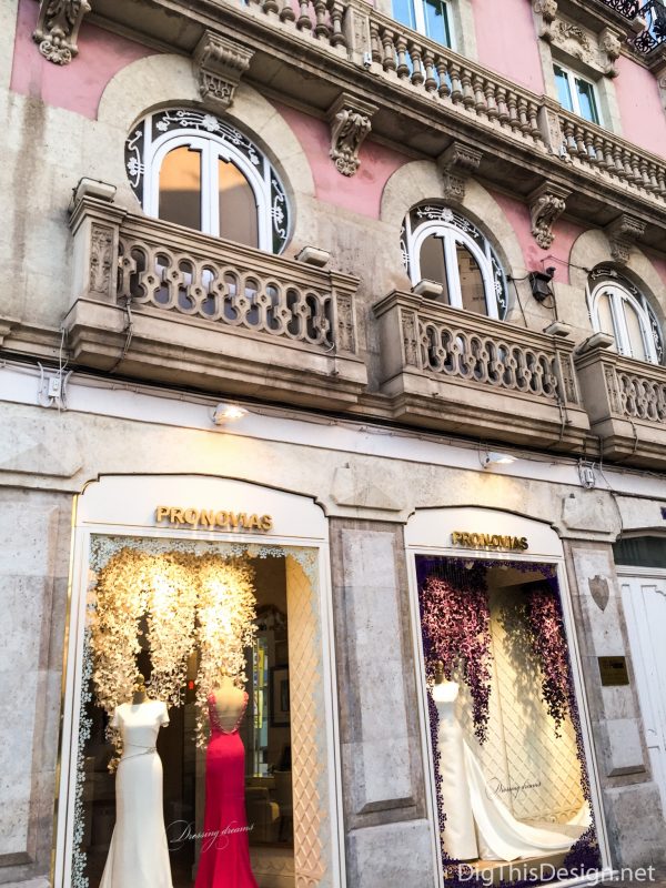 Almeria, Spain - In historic center a bridal store front.