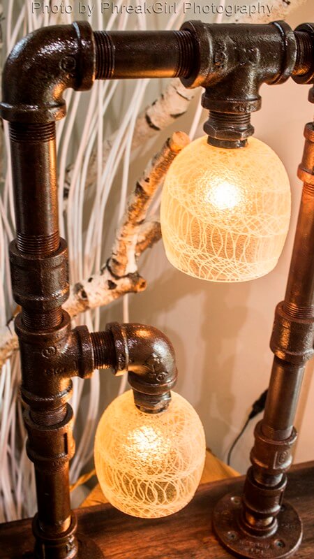 Industrial Decorative Lighting using vintage tumblers.