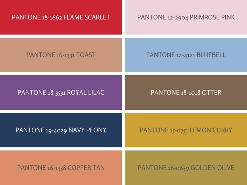 2017 Pantone London Fashion Colors