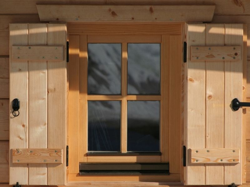 Latching Wood Shutters and Window Box