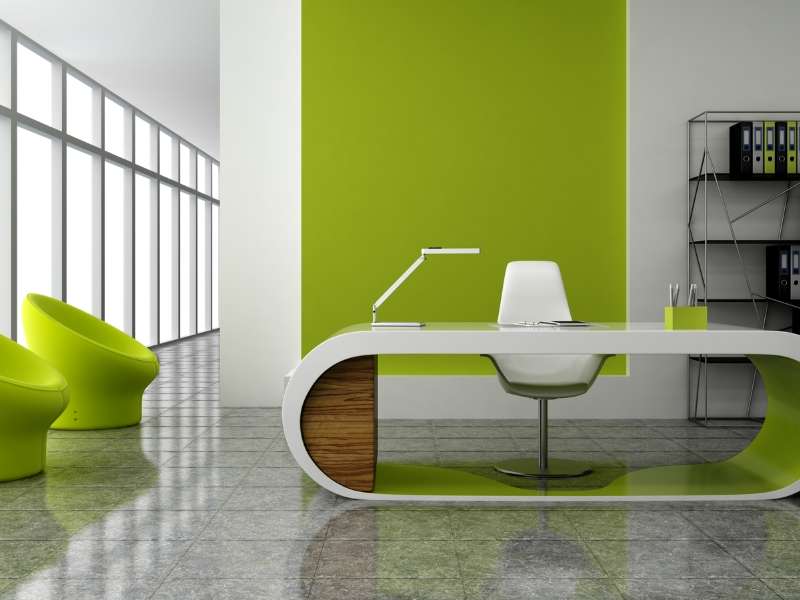 Productive Office Space with Bright Colors