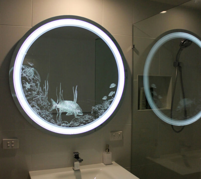 Lighted and Etched with Ocean Scene lear Light Mirror Etched Glass Designs That Will Amaze You