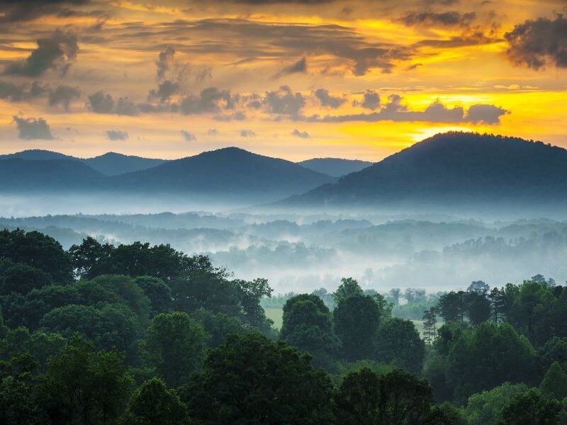 Ashville NC Blue Mountains in the distance