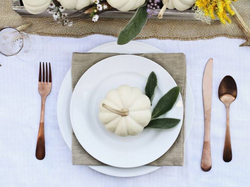 Entertain with White Pumpkins Tablescape