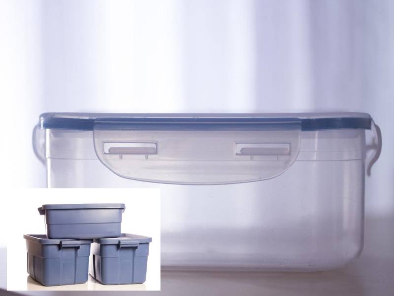 Clear and colored tubs for organization