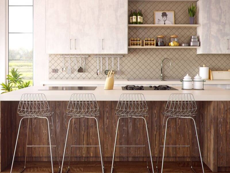 Backsplash in the Kitchen with Peel Off Tiles