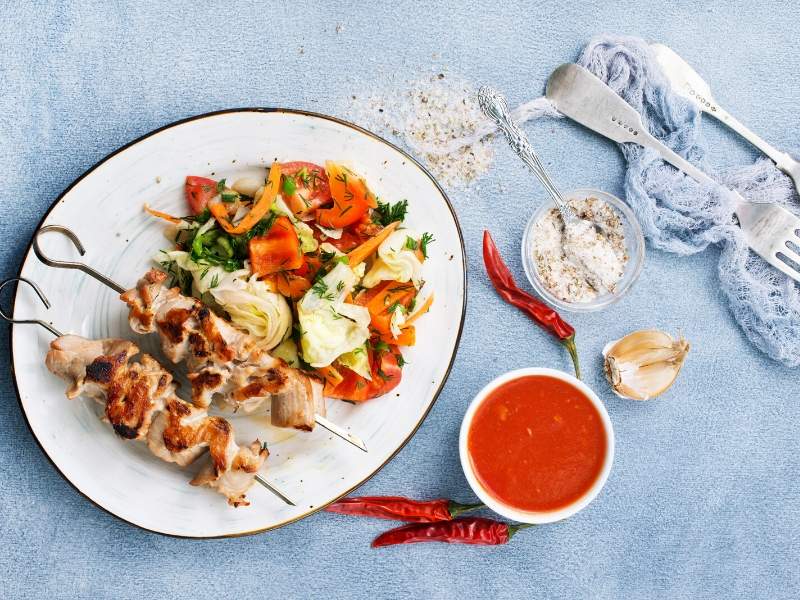 Spicy Chipotle Chicken Kebabs with Honey