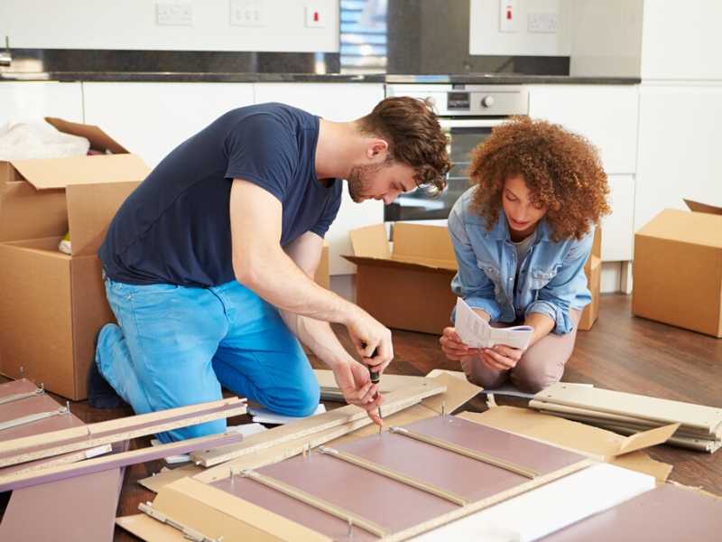 Putting together flat box cabinets