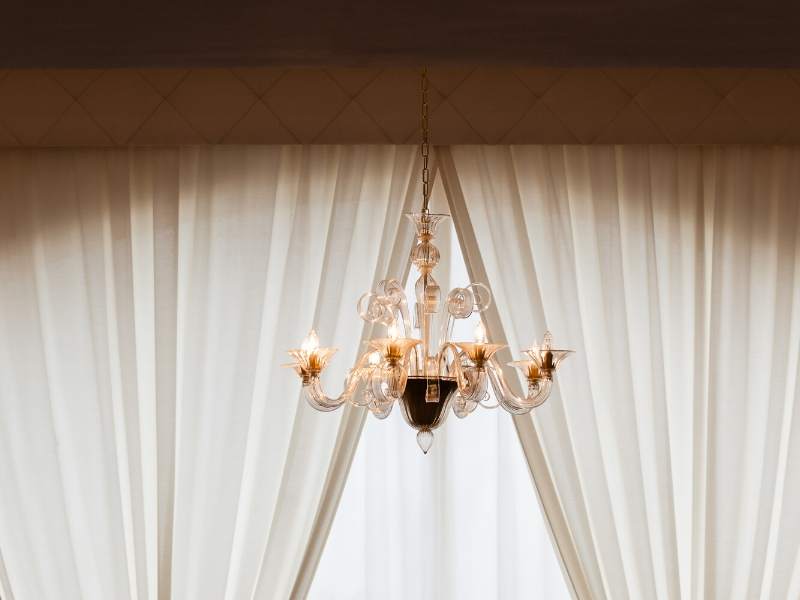 French style drapes and lighting