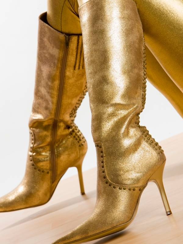 gold lame boots