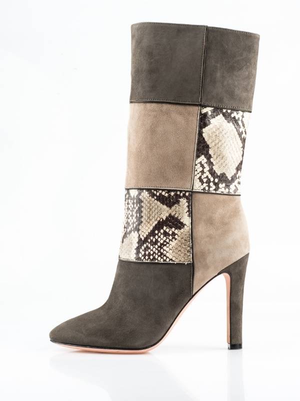 ashion Boots for Fall 2020 - Suede blocks with snake skin