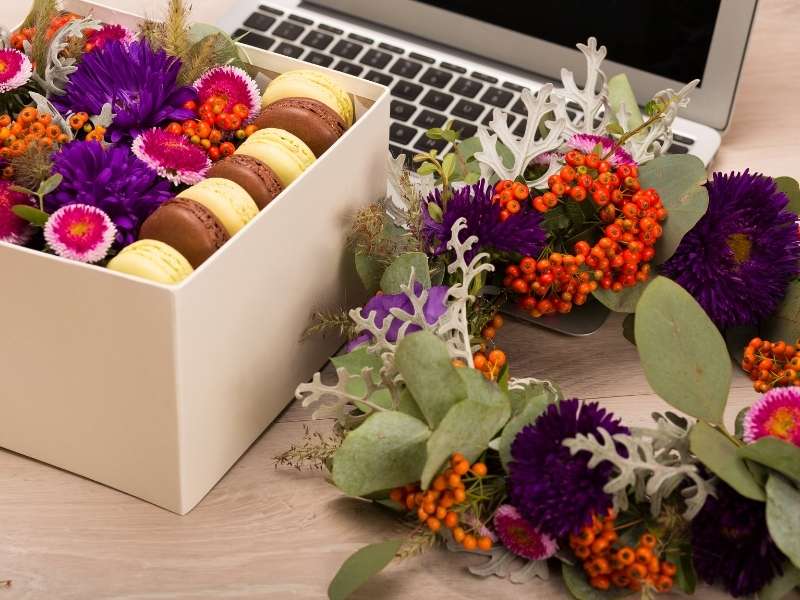 Colorful Autumn Wreath with Purple and Orange