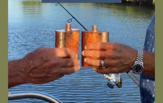 Today, my husband Lee and his good friend Joe are out fishing and enjoying each other's company with their rugged yet stylish Jacob Bromwell copper flasks.