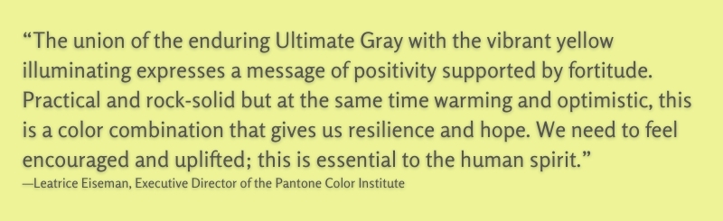 Illuminating Yellow and Ultimate Gray • The Pantone Colors of the Year for 2021
