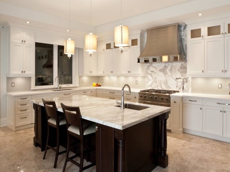 Inspiration for Chandeliers - 3 pendant chandeliers over kitchen island.