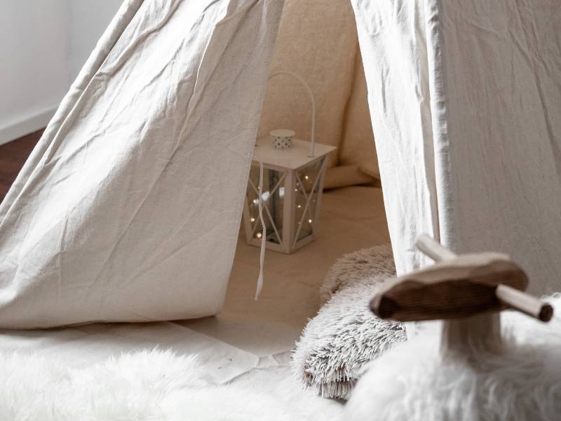 Ways to Bring Inspiration to the Kid Spaces in Your Home - muslin tent in kids space.