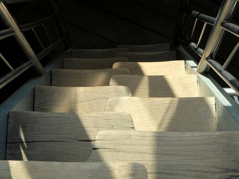 Alternating Tread Stair Design - image of wooden alternating stairs.