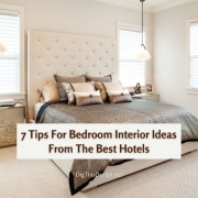 Bedroom Interior Ideas From The Best Hotels - Bed with large headboard with pendant lighting.