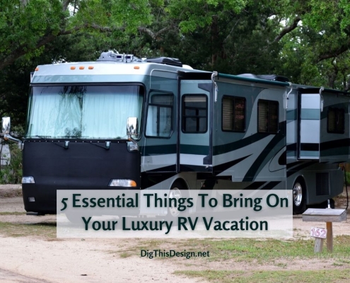 Luxury RV Dark Teal with Sliver Design.
